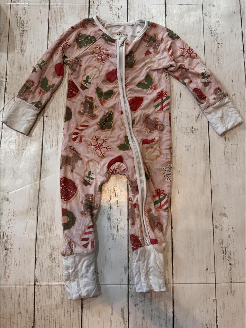 Caden Lane Bamboo Christmas Holiday Zippy Pajamas 3-6 Months